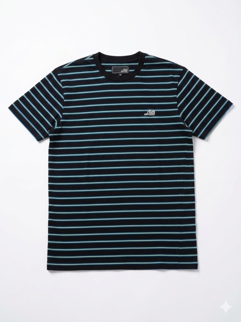 Lost Black & Teal Striped Crew Tee